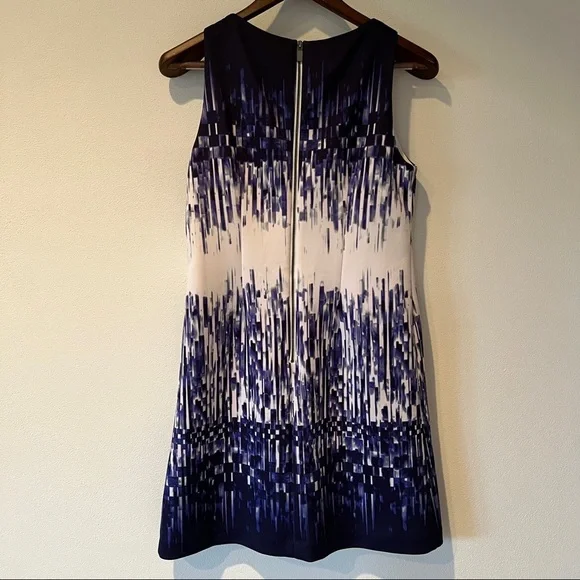 Vince Camuto Sleeveless Zip Closure Blue Abstract Print Career Dress - Picture 10 of 10